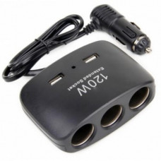 Разветвитель прикуривателя 3x 12-24 v USB-2Х с провод. без тумбл. IN-CAR