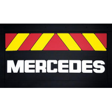 Брызговик для Mercedes MB (к-т) 36x58 объемный текст, красн/желт полоса