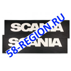 Брызговик длинномер для п/п Scania SCN черные надпись белая из 2 частей (к-т) 35x240