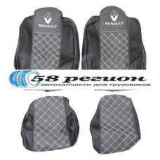 Чехол на сидение для Renault RVI T 2012> PREMIUM 2 выс сид черн+серый экокожа