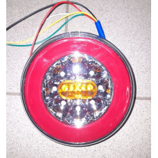 Фонарь задний круглый LED 12-24V (габарит, стоп, бегущий поворот) с проводом ромашка