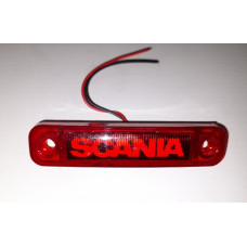 Фонарь габаритный LED для Scania SCN красный 100*17 (80 по отверстиям) 24v