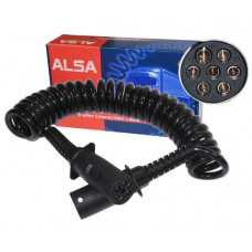 кабель электрический спиральный 7/7 полюсов разъем N-типа (мамы пластик) L=4m  ALSA