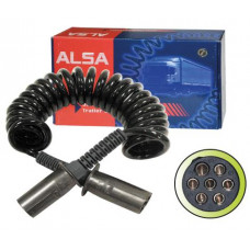 кабель электрический спиральный 7/7 полюсов разъем N-типа (мамы металл) L=4m ALSA