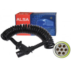 кабель электрический спиральный 7/7 полюсов разъем S-типа (1 папа) L=4m ALSA