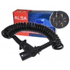 кабель электрический спиральный 7/7 полюсов разъем N-типа (мамы пласт) L=4,5 m  ALSA