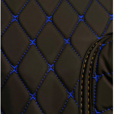 Коврики стеганые 3D для SCANIA SCN 6 440 2019 г.в. автомат черный R (пасс табурет) синяя нитка ПД