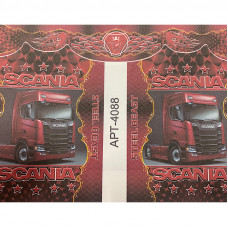 Шторы DK для Scania (комплект) Красные с Принтом DK АРТ4088
