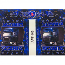 Шторы DK для Scania (комплект) Синий с Принтом DK АРТ406