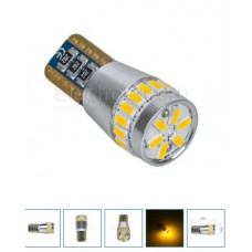 Лампа Диод 24v Т10 24 SMD3014 WY5W мет. корпус желтая