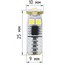 Лампа 24v T10 W5W диодная без цоколя Atomic 6 SMD с обманкой и стабилизатором оранжевая ElectroKot