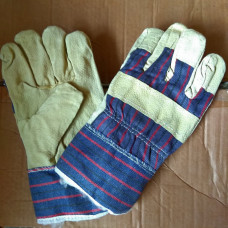 Перчатки зимние комбинированные (ватин, сине-красные полоски)