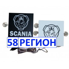 Табличка светящаяся Малая с Логотипом для Scania SCN к-т 2шт 15*15 PREMIUM (Польша) 24V